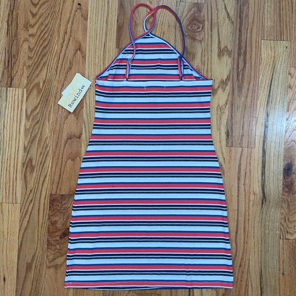 NEW Women's Stretchy Fitted Rewind Bodycon X back open Mini Dress Red Navy XXL - Picture 10 of 13